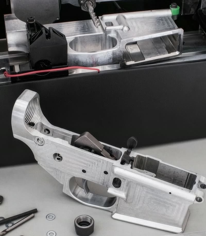 Milled AR-15 lower in front of the Ghost Gunner